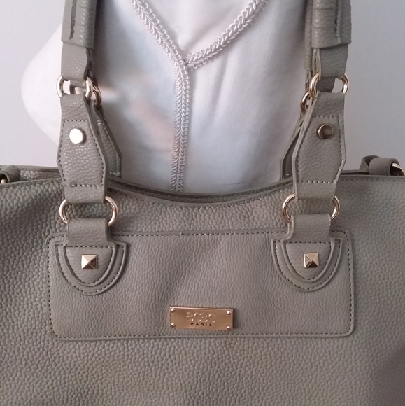 BCBG Paris Grey Pebbled Leather Shoulder Bag - Picture 3 of 11
